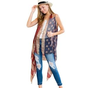 💋💋American Flag Patriotic Shawl Wrap Vest